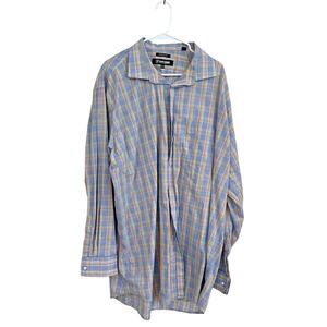 Stacy Adams Men`s Multicolor Plaid Size 18.5 36/37 Long Sleeve Button Up Shirt